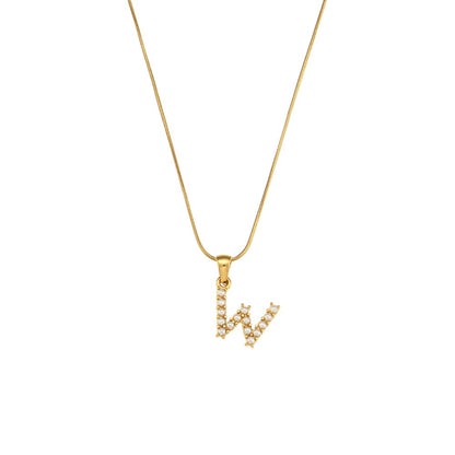 18K Gold Pearl Initial Pendant Necklace
