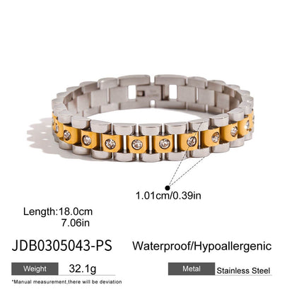 18K Gold and Silver Two Tone Power Pairing Watch Band Bracelet Stack