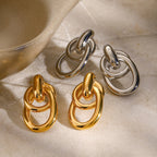 18K Gold Interlocked Statement Hoop Stud Earrings