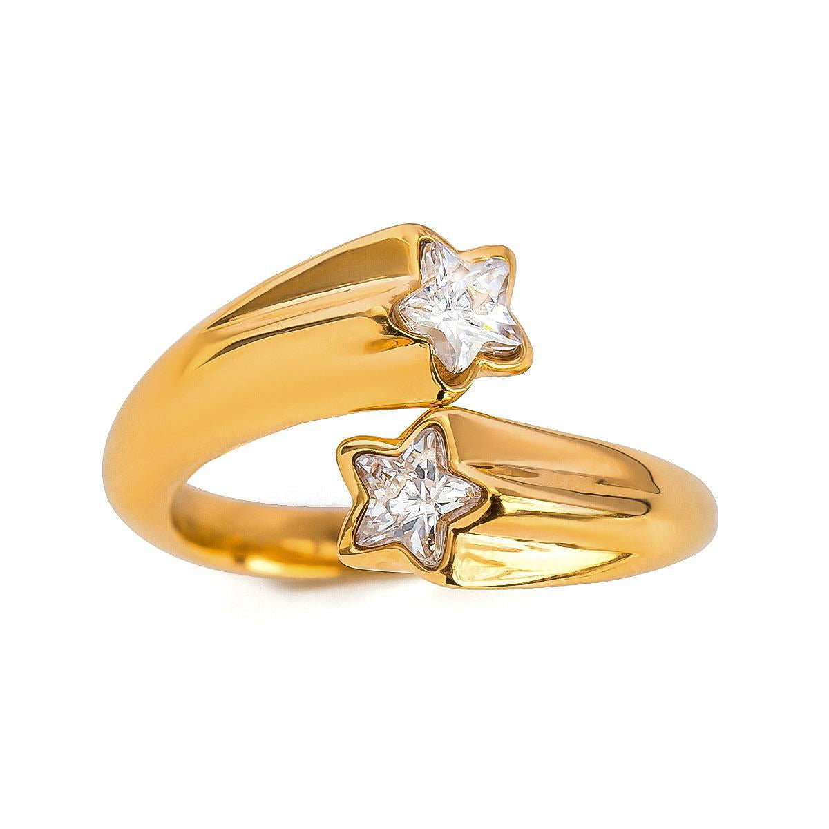 18K Gold Star Bejeweled Ring