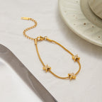18K Gold Waterproof Dainty Heart Hand Jewelry Chain Bracelet