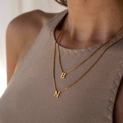 18K Gold Minimalist Initial Letter Necklace