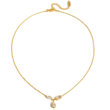 18K Gold Cherish Minimalist Bezel Dainty CZ Necklace