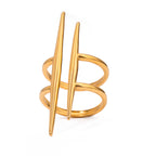 18K Gold Edgy Statement Cuff Ring