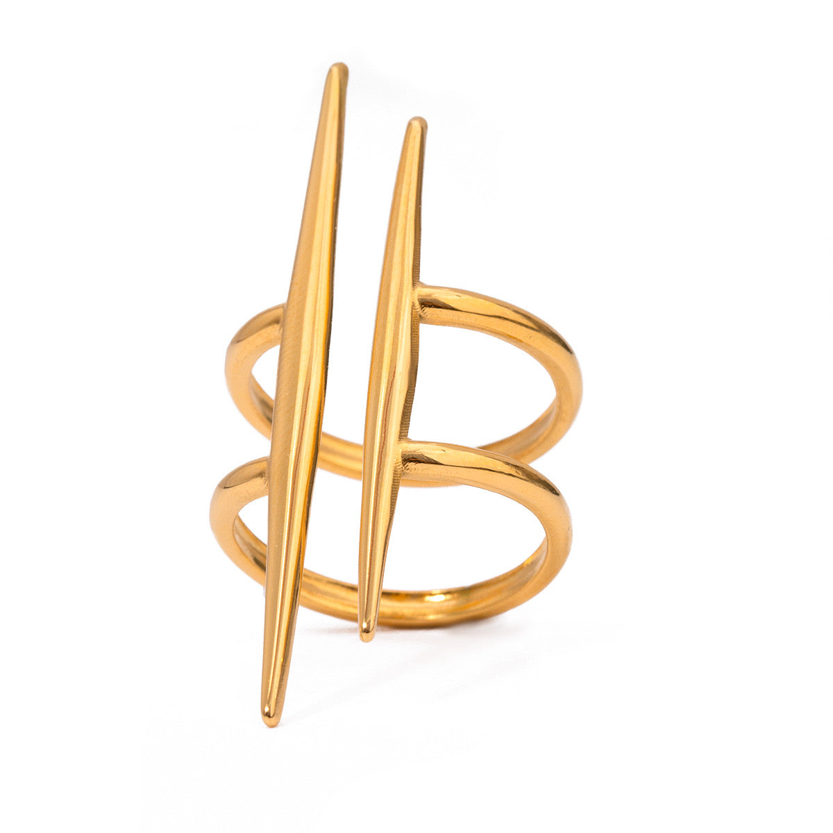 18K Gold Edgy Statement Cuff Ring
