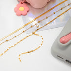 18K Gold Cascade Herringbone Snake Chain Lariat Layered Necklace Set
