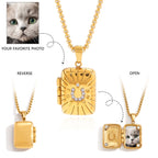 18K Gold Keepsake Heart Book Locket Pendant Box Chain Necklace