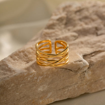 18K Gold Band Cuff Ring