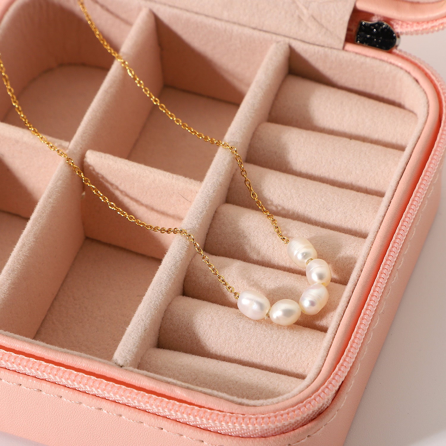 18K Gold Dainty Pearl Chain Necklace