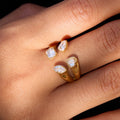 18K Gold Radiant Embrace CZ Statement Cuff Ring