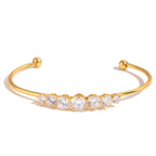 18K Gold Diamond Fever Paperclip Chain Cuff Bangle Tennis Bracelet Stack