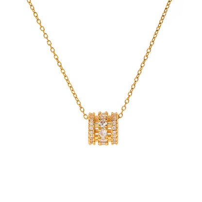 18K Gold Bling Ring Pendant Necklace