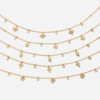 18K Gold Tempting Shimmer Heart Star Dainty Chain Necklace