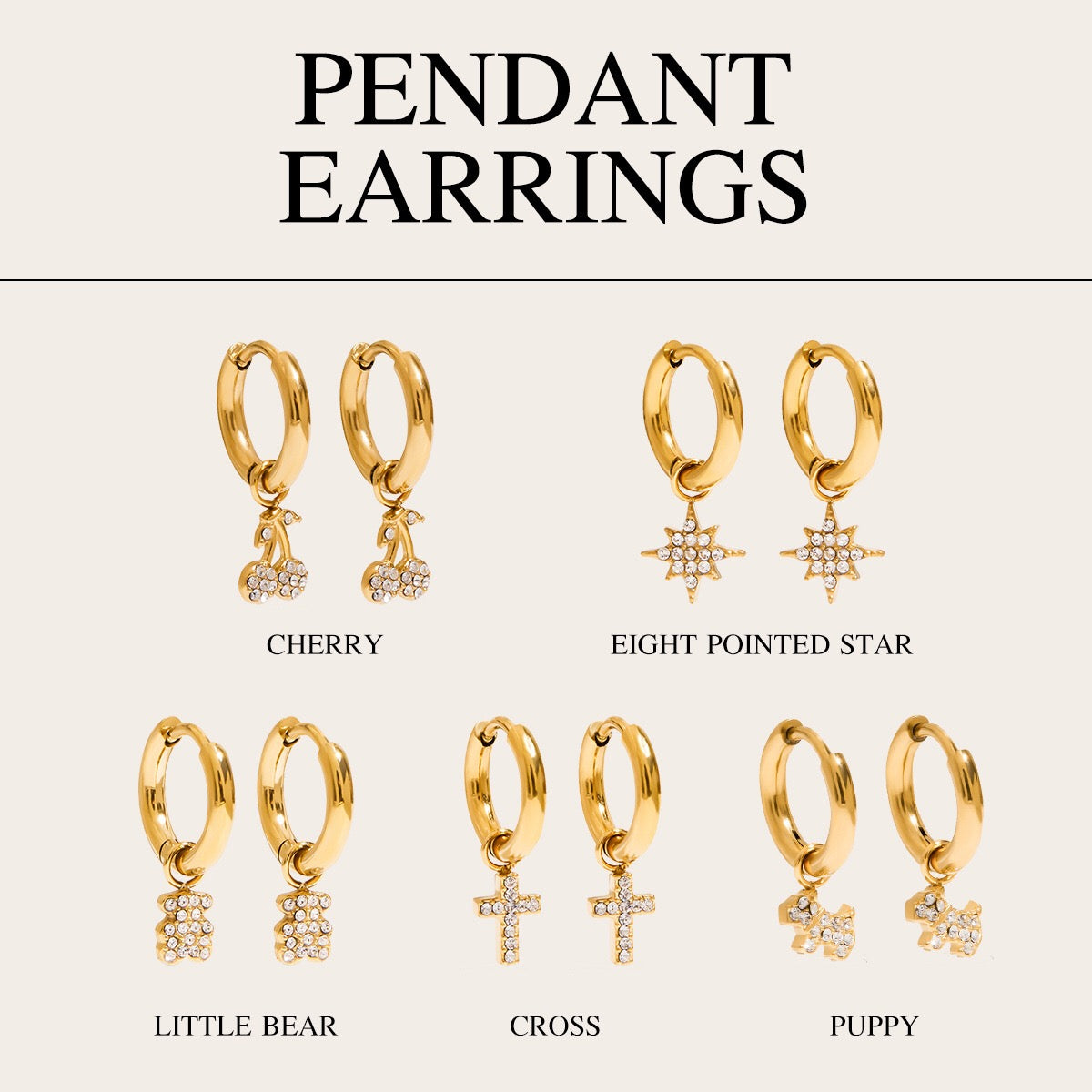 18K Gold Little Wonders Small Hoop Dangle Cartilage Huggie Earrings with Charm