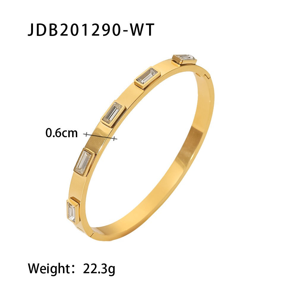 18K Gold Empire Glam CZ Bangle Bracelets Stack