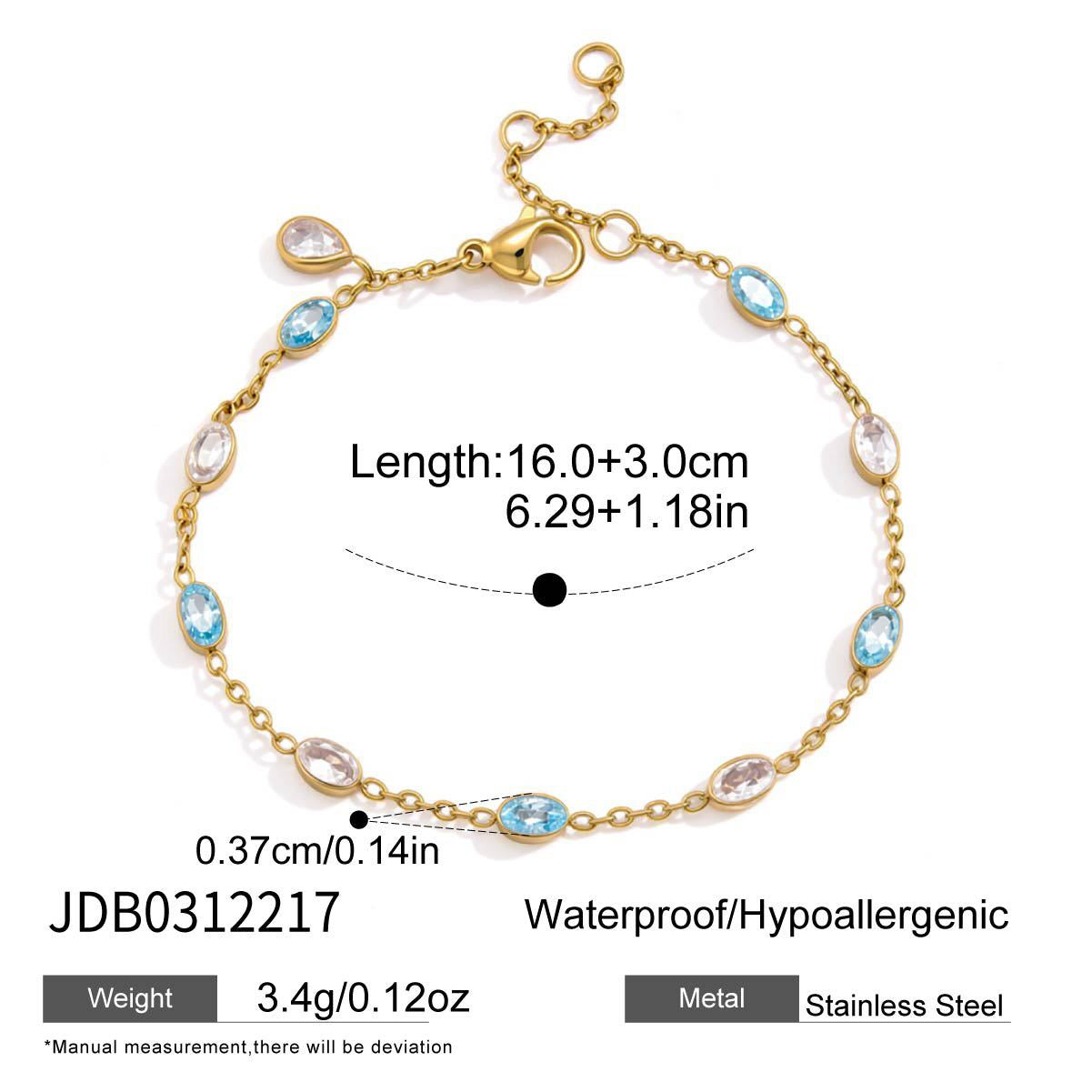 18K Gold Blue Lagoon Dainty Chain Bracelet Stacks