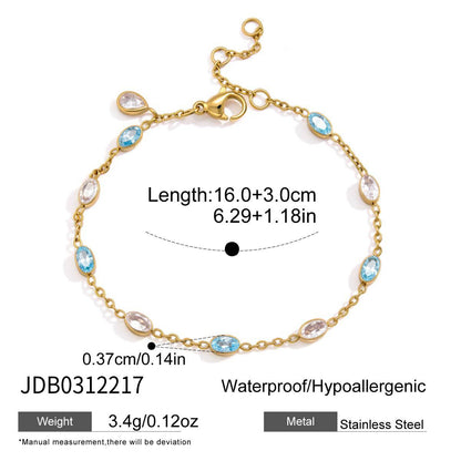 18K Gold Blue Lagoon Dainty Chain Bracelet Stacks