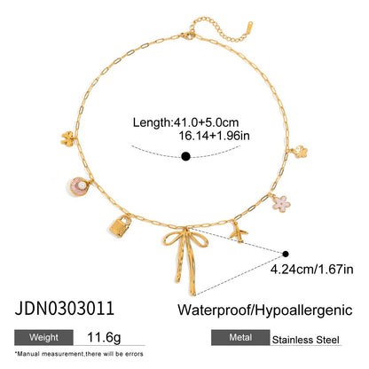 18K Gold Lavender Summer Sun Bow Chaim Layered Necklace Set