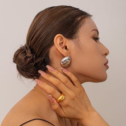 18K Gold Glamour Chunky Statement Stud Earrings