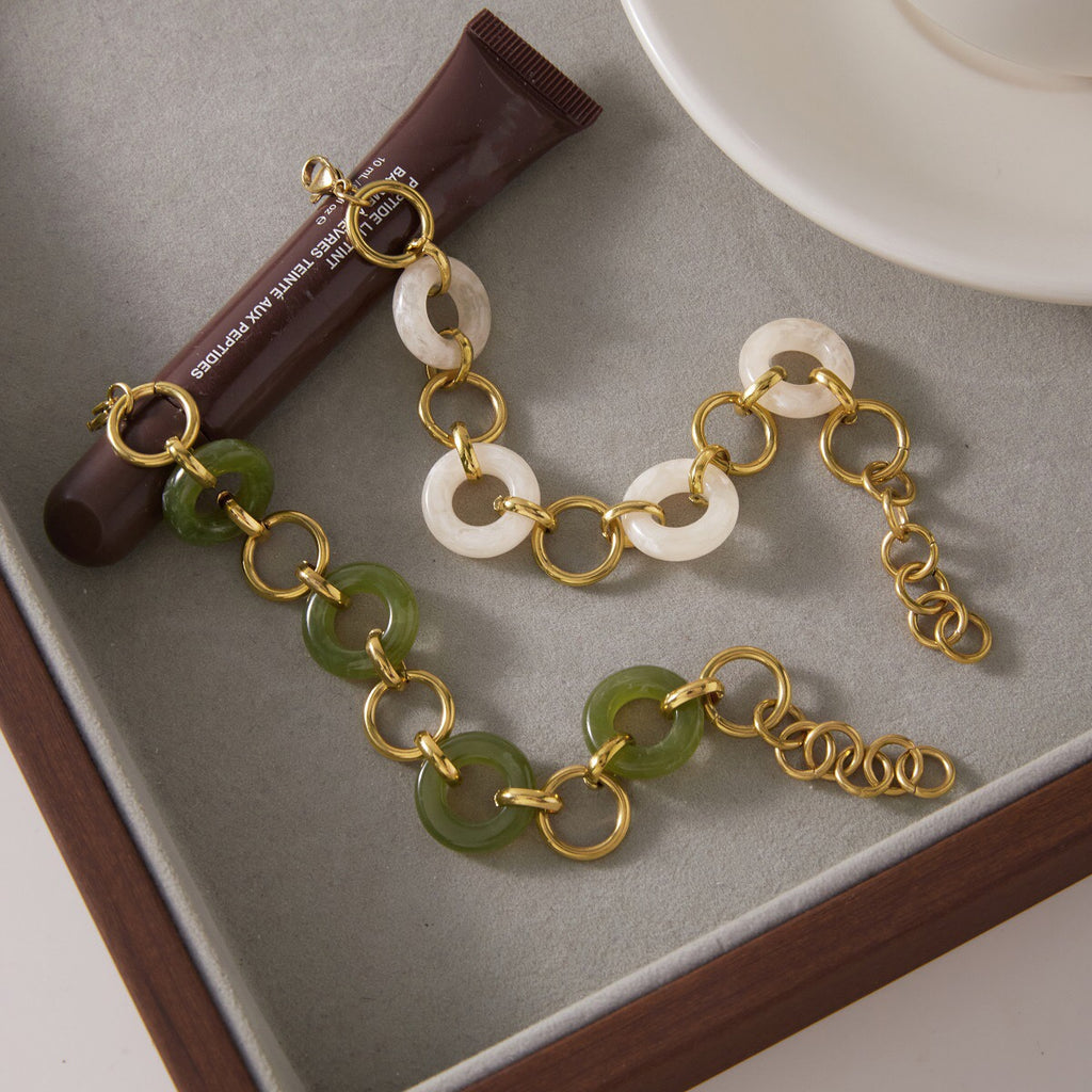 18K Gold Aura Loop Circle Chain Statement Bracelet