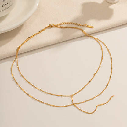 18K Gold Minimalist Layered Lariat Necklace