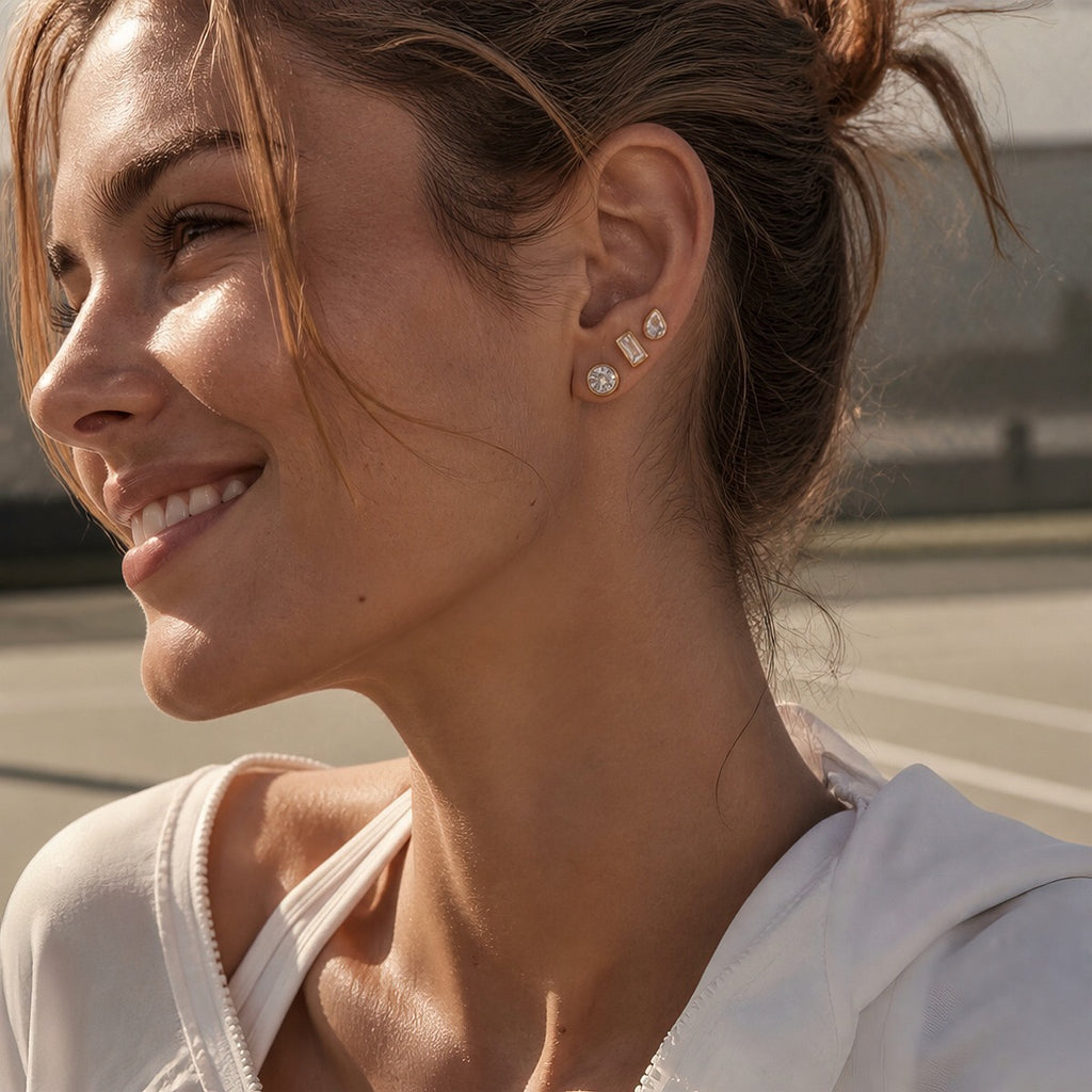 18K Gold Everyday Icons Flat Back Stud Nap Earrings Set