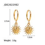 18K Gold Sun Small Hoop Huggie Earrings