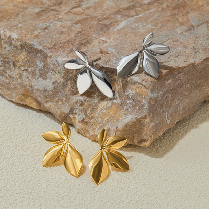18K Gold Lush Flower Statement Stud Earrings