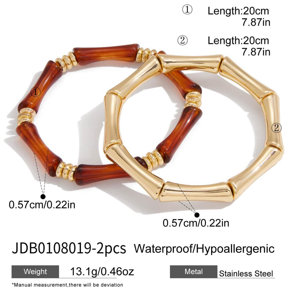 18K Gold Caramel Crush Statement Resin Bangle Bracelet Stacks