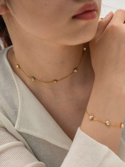 18K Gold Minimal Glow Dainty CZ Chain Necklace