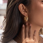 18K Gold Chic Links Chain Hoop Earrings