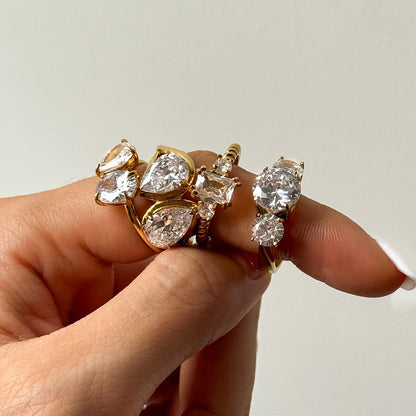 18K Gold Diamond Royale Statement CZ Cocktail Ring