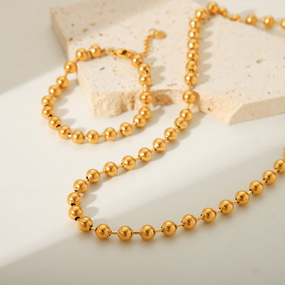 18K Gold Chic Ball Chain Beaded Collar Necklace