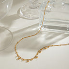 18K Gold CZ Sprinkle Beaded Chain Dainty Necklace