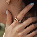 18K Gold and Silver Mixed Metal Multi Layers Spinelli Trinity Stacking Rings