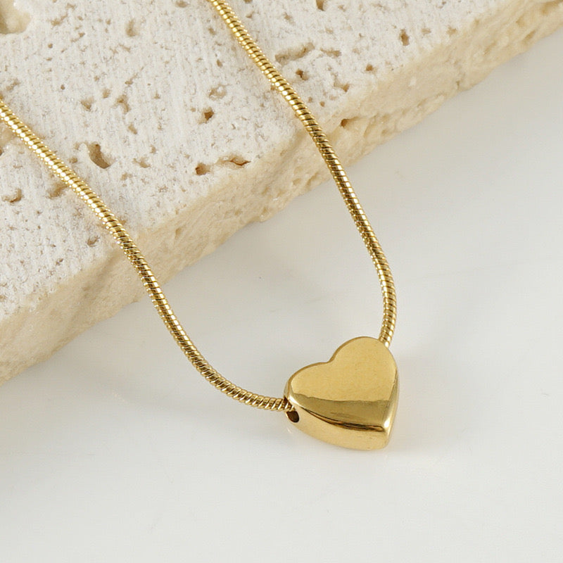 18K Gold Heart Initial Necklace