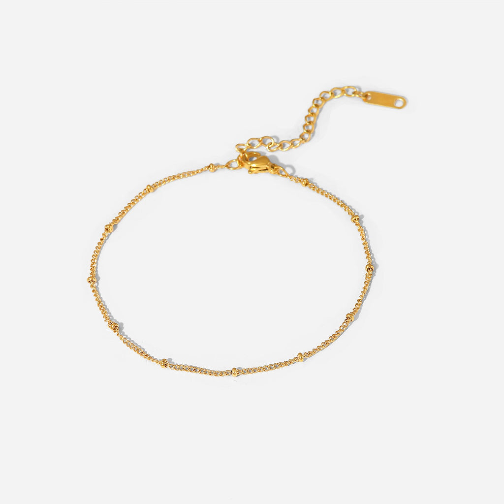 18K Gold Second Glance Dainty Beaded Chain Anklet