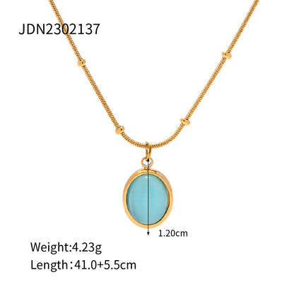 18K Gold Ocean Eye Opal Pendant Necklace