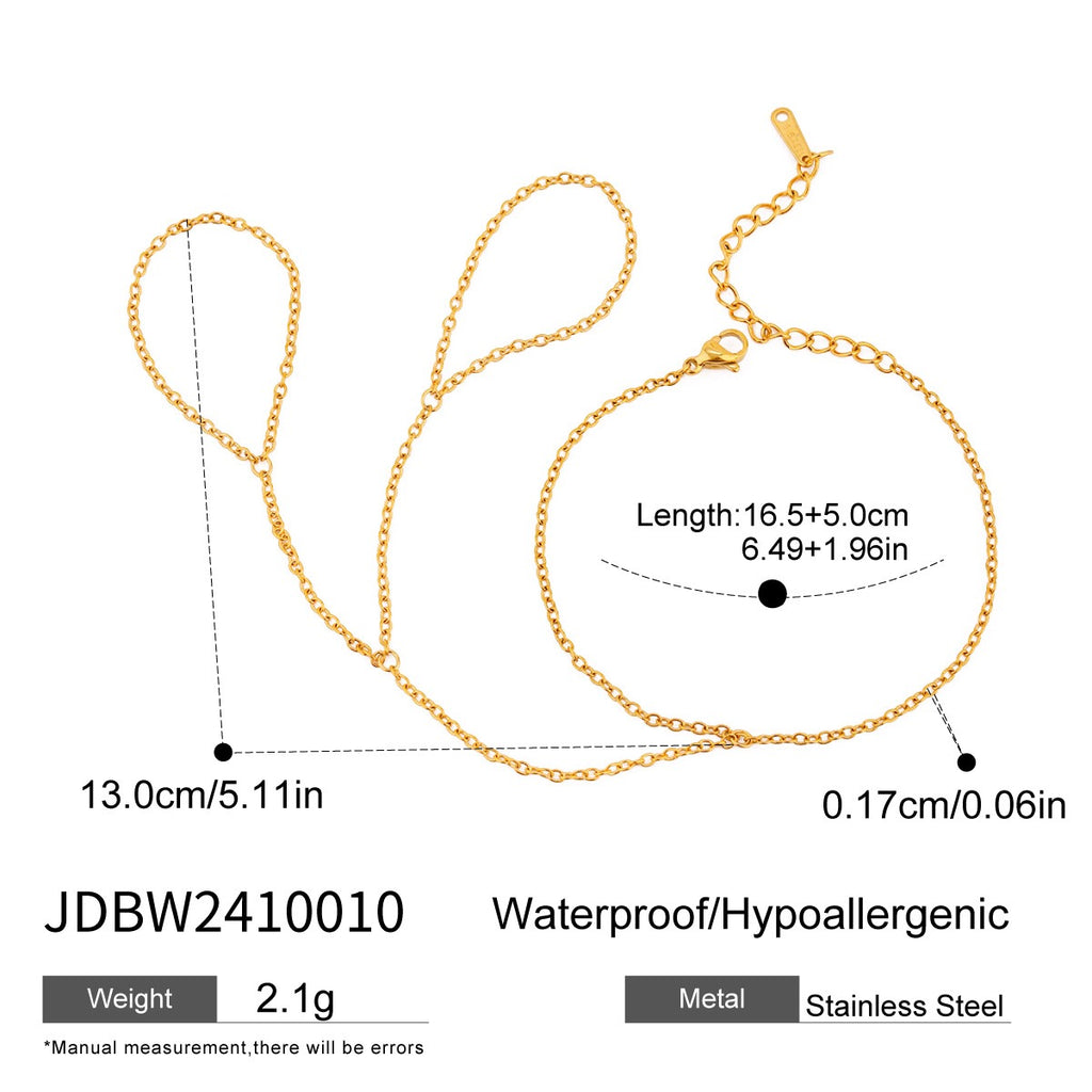 18K Gold Waterproof Double Hoop Hand Chain Bracelet