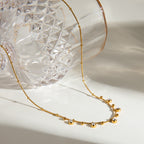 18K Gold CZ Sprinkle Beaded Chain Dainty Necklace
