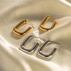 18K Gold U Shape Hoop Huggie Earrings