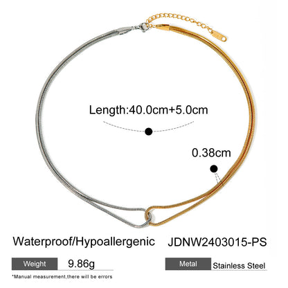 18K Gold Two Tone Interlocked Chain Necklace