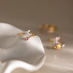 18K Gold Flutter Obsession Pink Butterfly Cuff Ring