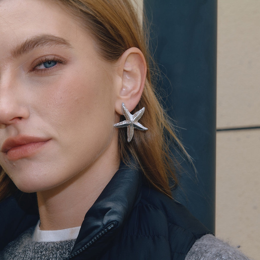 Silver Siren Starfish Statement Stud Earrings