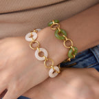 18K Gold Aura Loop Circle Chain Statement Bracelet