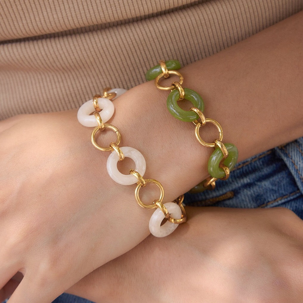 18K Gold Aura Loop Circle Chain Statement Bracelet