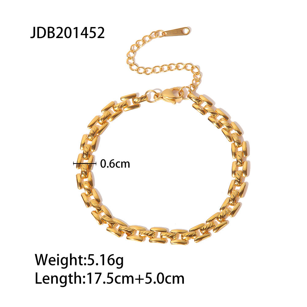 18K Gold Slim Watch Band Chain Bracelet