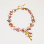 18K Gold Pink Seashell Chunky Statement Summer Necklace