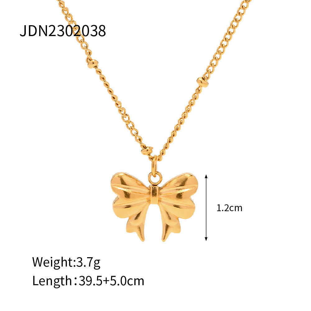 18K Gold Bow Necklace