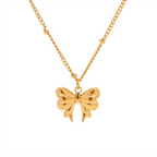 18K Gold Dainty Bow Pendant Necklace